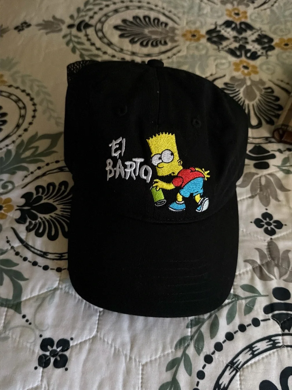 El Barto Kids Black Baseball Cap with Embroidered Bart Simpson